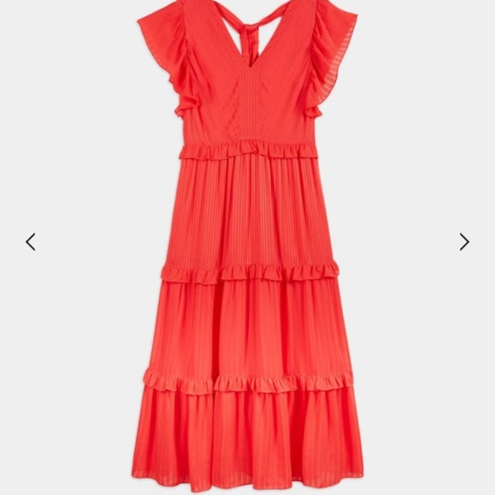 Ted Baker Ruffled Tiered Midi Dress Size 4